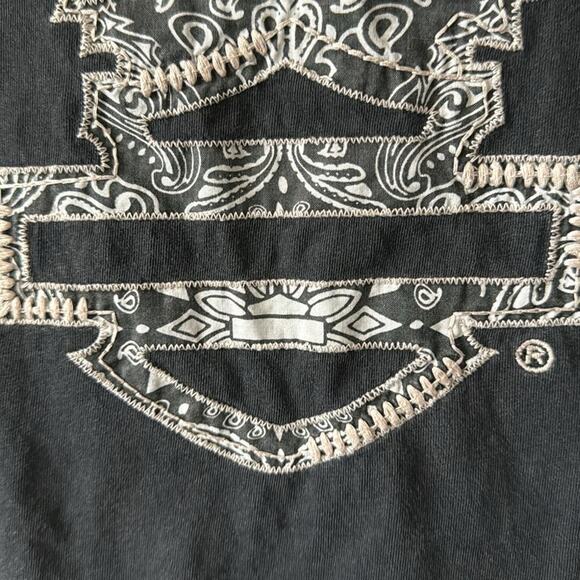HARLEY DAVIDSON WOMEN’S BANDANA EAGLE HI-LOW SHORT SLEEVE TEE SIZE SMALL - Picture 4 of 7